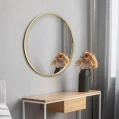 Kf S3f5eb05c902d4085a4517c2000185fd2t Round Wall Mounted Mirror Gold Metal Frame Bathroom Mirror Vanity Mirror Bedroom Decorative Mirror 24 30