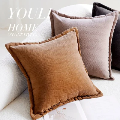 Kf S87ce8b26c7fe4fada78c05955d6f75f1c 45x45cm Brown Light Luxury Throw Pillow Cover Cream Simple Stamping Waist Cushion Cover Decor Home Decorative