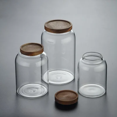 Kf H39b752a2da474f05bdbde4ab0066f16dz 1200 3000 Ml Large Capacity Glass Sealed Jar Lid Sealed Storage Wood Cover Coffee Bean Storage