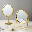 Kf S9f8b3d411f4a47c3a1c1833aca7890b3i Nordic Brass Gold Metal Makeup Mirror Luxury Retro Dressing Mirror Desktop Bedroom Square Round Mirror Dormitory