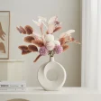 Kf Sd92dabe860784e87a3868d509863cb38h Nordic Style Ceramic Donut Vase Modern Home Decoration Elegant Flower Container Simple Office Livingroom Ornaments Table