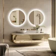 Kf S749310feabc44a85a73f716ef924a59by Bathroom Mirror With Led Lights Circle Backlit Illuminated Wall Mounted Lighted Mirror Anti Fog 3 Colors