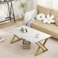 Kf S79f9e6a3c40a4f4a84d12e05de4111fbu Living Room Table White Center Simple Modern Faux Marble Rectangular Coffee Tables