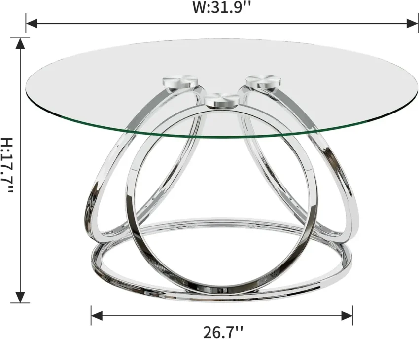Kf S0a719988be1249588528cfab5cda0bcfi Round Coffee Table Modern Silver Coffee Table Living Room Table With Ring Shaped Frames Glass Coffee