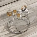 Kf S1bb1cae5ff6a40daa439f6d4c2c116b6g Round Coffee Table Modern Silver Coffee Table Living Room Table With Ring Shaped Frames Glass Coffee