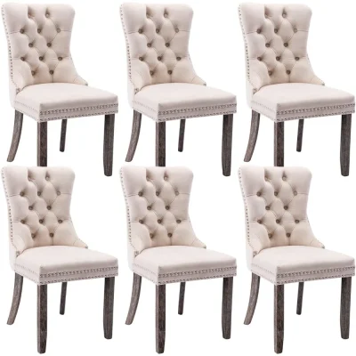 Kf S127b7396d06e4241879a698249245057y Tufted Dining Chairs Set Of 6 Nailhead Back And Ring Pull Trim Solid Wood Dining Chairs