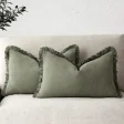 Kf S8dd320bc874f4a8c9624d109d5257ad4b Cotton Cushion Cover 45x45cm Tassel Solid Color Green Throw Pillow Cover Decorative Bed Living Room Sofa