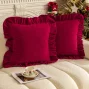 Kf S78cdf4d87b4f463daeaad6bbe419cfa4e Red And Green Christmas Cushion Cover Solid Color Velvet Pillow Covers Decorative 3d Floral Ruffled Edge