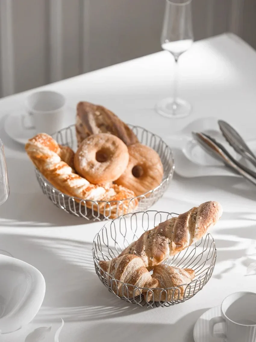 Kf S4b2a3b6bd54a4fd8b1e36f0ad6629e6fr Nordic Modern Stainless Steel Fruit Vegetable Basket Bread Baskets For Kitchen Restaurant Hotel Coffee Table Home