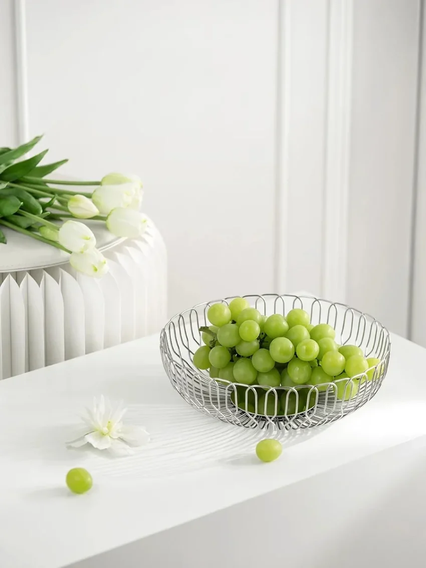 Kf Sc50374b811ee4afa8087a993708116bd7 Nordic Modern Stainless Steel Fruit Vegetable Basket Bread Baskets For Kitchen Restaurant Hotel Coffee Table Home