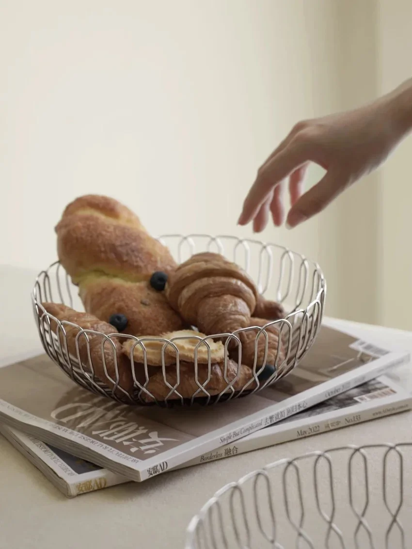 Kf S8969222f1424487e839dbebd6d40e678x Nordic Modern Stainless Steel Fruit Vegetable Basket Bread Baskets For Kitchen Restaurant Hotel Coffee Table Home
