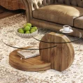 Kf S72eb08b2975b4a70b9ba240bfde7e949i Coffee Tables For Living Room Round Glass Coffee Table With Wooden Base Mid Century Modern End