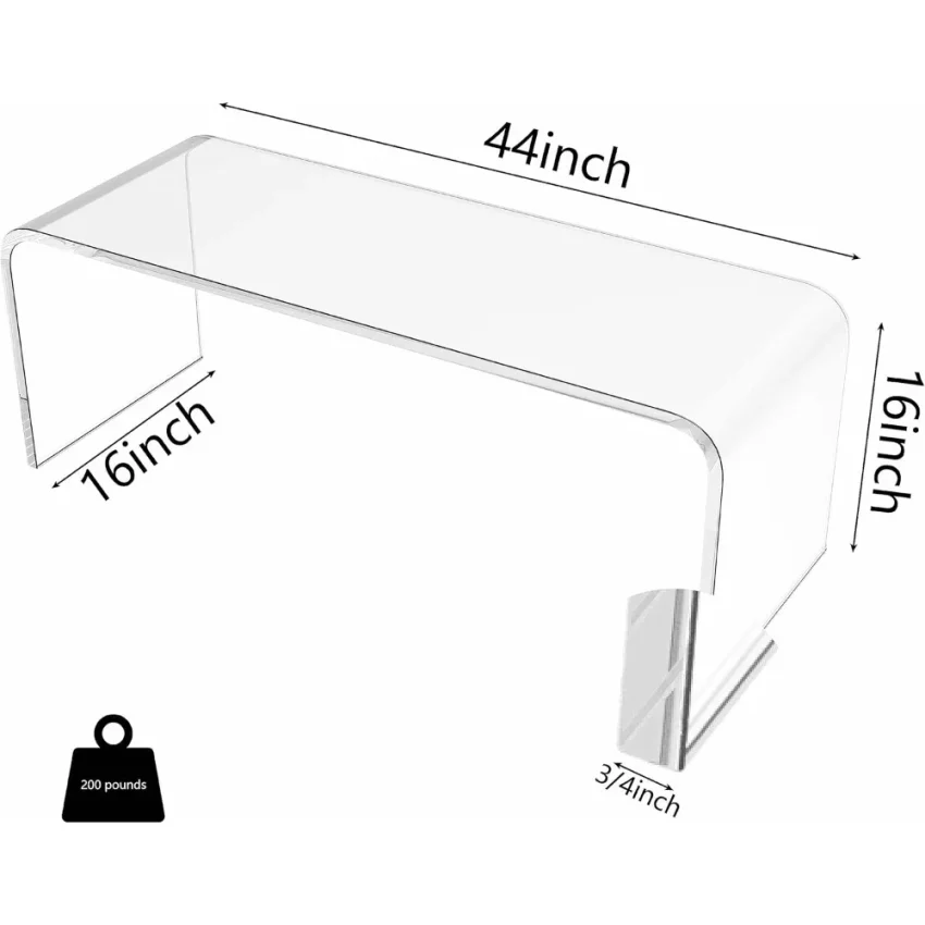 Kf S92b06a8f1079400cae89e87d77ea2730p Coffee Table 44 L X 16 W X 16 H X 3 4 Thick Clear Tea