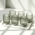 Kf Sa1ff8ecb36474da19c236605e9df92e2i Pack Of 6 Simple Vertical Striped Drinking Whiskey Glass Jars Luxury Ribbed Glass Candle Holder Container