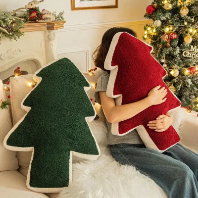 Kf S5a16e2390f4142c3a0b0ed54c3c92450u Christmas Tree Cushion Red Green Embroidered Christmas Cushions For Sofa Holiday New Year Decorative Pillows Special