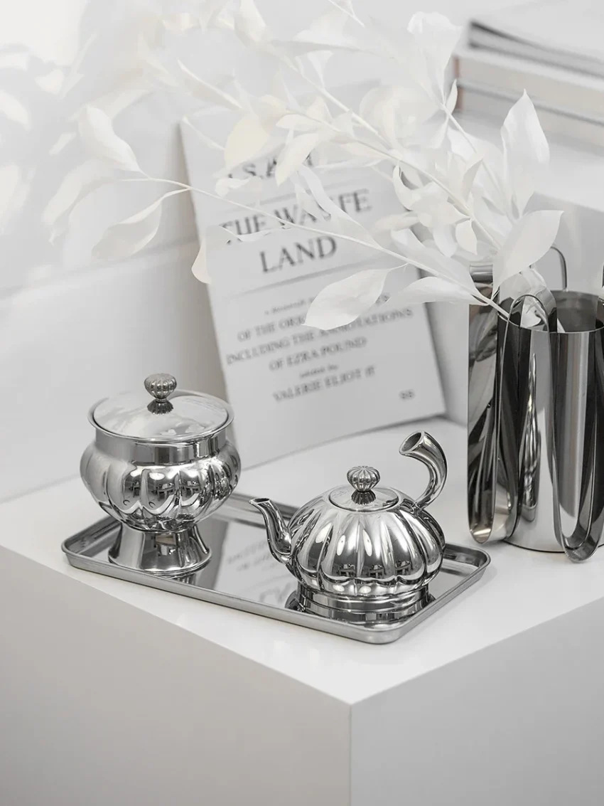 Kf Sc3ef6826e6e5449a8156e1733e8d3b73g Nordic Luxury Stainless Steel Teapot Retro Sugar Bowl Coffeepot Candy Jar With Lid For Home Decoration
