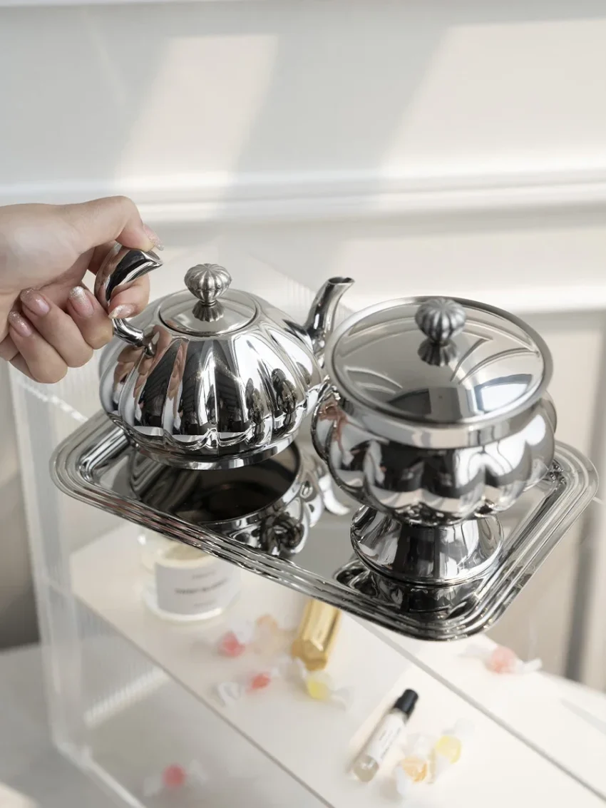Kf Se0c832da92494b58adeff3aaa24c086fr Nordic Luxury Stainless Steel Teapot Retro Sugar Bowl Coffeepot Candy Jar With Lid For Home Decoration