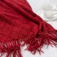 Kf S6ce57a950c0a4f7fb37307a0b0f4d6fbm Inyahome Christmas Decor Red Throw Blanket With Fringe Geometric Bed Burgundy Throw Winter Decorative Large Throw