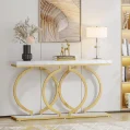 Kf S5030dcc5e3d1441faf0fb30fcc7d62f8v 55 Inch Faux Marble Gold Modern Entryway Table Narrow Long Sofa Table Accent Table For Living