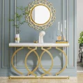 Kf S49d7282b5caa44ffa8f6b4a0b4958eack 55 Inch Faux Marble Gold Modern Entryway Table Narrow Long Sofa Table Accent Table For Living