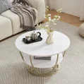 Kf S6035ccb7cb7049749febc058c5b2969do Round Coffee Table 31 5 Inch Modern Coffee Table For Living Room White And Gold Coffee