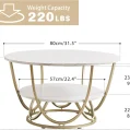 Kf Sdbe62514be954d53a615d890392e0ee7v Round Coffee Table 31 5 Inch Modern Coffee Table For Living Room White And Gold Coffee