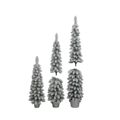 Kf S47bc28ae64da40299240cb0b2599457e7 Flocked Pine Trees Set 3 Pack Galvanized Buckets 3 4 5ft Realistic Snowy Branches Christmas Holiday