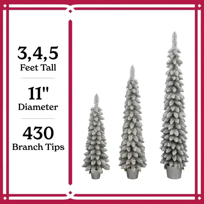 Kf S955e2d674e7d4bdf81fcbcc86468ba68b Flocked Pine Trees Set 3 Pack Galvanized Buckets 3 4 5ft Realistic Snowy Branches Christmas Holiday