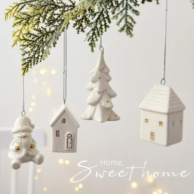 Kf S8041678588ac4e29a241b98fa2e2484fi Nordic Ceramics Christmas Decorative Crafts Ceramic Mini Snow House Pendant Christmas House Christmas Gift Small Gift