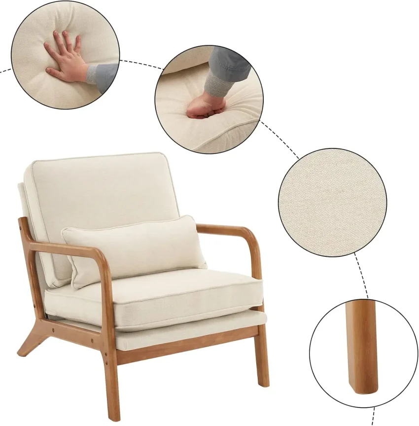 Kf S800c26d279a54c6c820333143ff9ca422 Beige Accent Chairs Set Of 2 Upholstered Mid Century Modern Lounge Fabric Chairs Reading Chairs Side