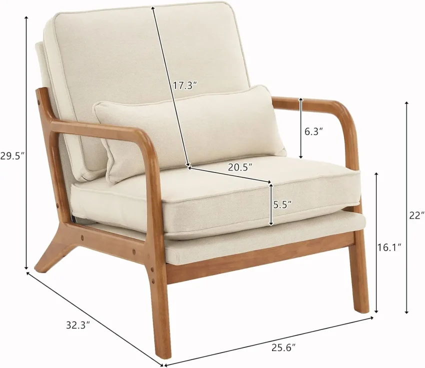 Kf S05620722818e4856a05af21d94466e91m Beige Accent Chairs Set Of 2 Upholstered Mid Century Modern Lounge Fabric Chairs Reading Chairs Side