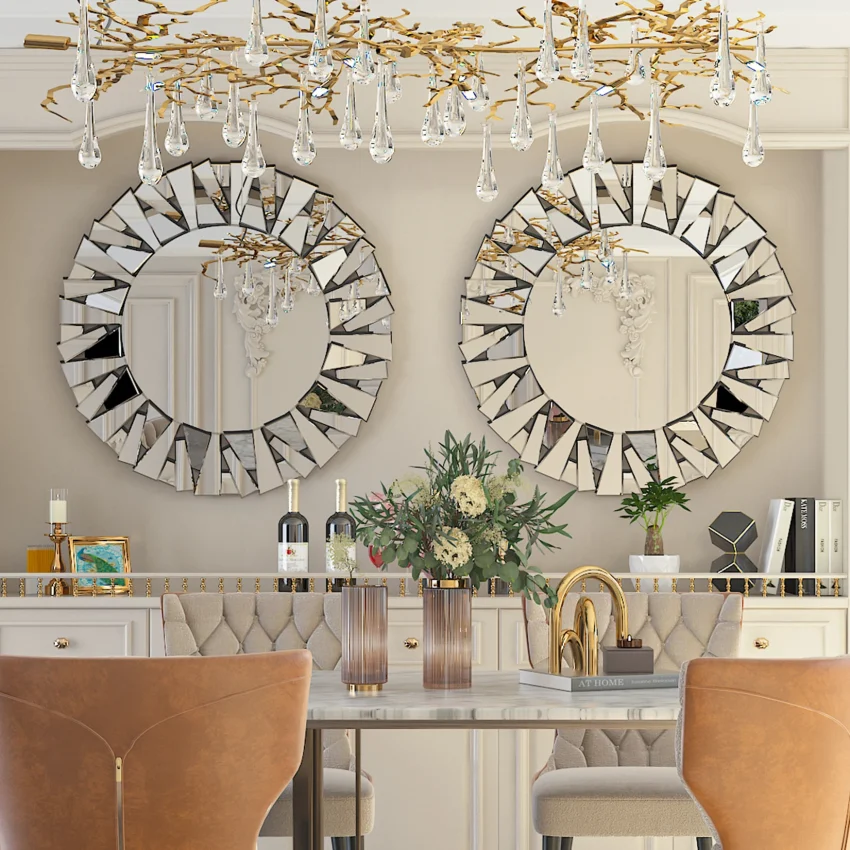 Kf S379c7cc8c5404c7a984d5f644266a8e2e 32 Wall Mirrors Decorative Round Sunburst Mirror For Wall Decor Modern Silver Glass Wall Mounted Beveled