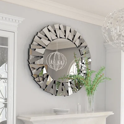 Kf Sc482a847ad19463c94e38fe1087c7c344 32 Wall Mirrors Decorative Round Sunburst Mirror For Wall Decor Modern Silver Glass Wall Mounted Beveled