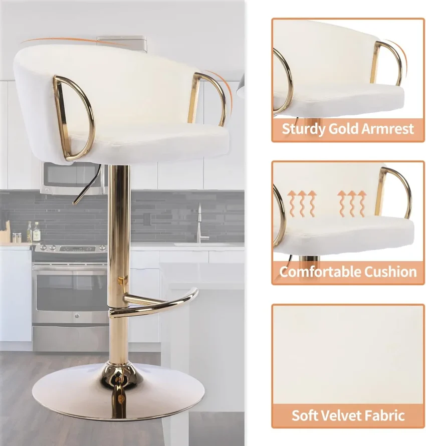 Kf S4b03c566f63d4a9487f9a5099b2a01b50 Bar Stools Set Of 4 Modern Adjustable Swivel Counter Height Bar Stool With Back And Gold